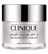 Decelerating Moisturizer for Very Dry Skin. Leveraging Sirtuin technology, Clinique science uses youth-extending agents to create a daily moisturizer quite like a fountain of youth. Lines and wrinkles seem to evaporate, replaced by plump, vibrant skin alive with collagen and elastin. Skin gains strength over environmental agers. Looks younger, longer. 1.7 oz. 