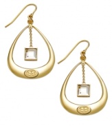 Inspired by life's great moments, the Tears of Joy drop earrings from SIS by Simone I Smith combine inspiration and glamour at once. Crafted in 18k gold over sterling silver with emerald-cut clear crystals (6 mm) suspended from delicate chains. Approximate drop: 1-3/4 inches. Approximate width: 1 inch.