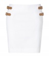 This stylish skirt from Ralph Lauren channels a classic preppy aesthetic with a chic twist - Mini length, leather strap and buckle detail on sides- Pair with a breezy blouse and pumps