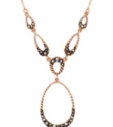 Add some glitter and glam to your look. Genevieve & Grace's pretty oval link drop pendant features sparkling marcasite in 18k rose gold over sterling silver. Approximate length: 17 inches. Approximate drop: 1-7/8 inches.