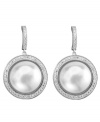 Perfect combination. Luminous freshwater pearls (13 mm) are complemented by glittering cubic zirconias (1-5/8 ct. t.w.) on these divine drop earrings from CRISLU. Made in sterling silver, they're equally elegant for daytime or evening. Approximate drop: 1 inch.