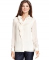 Jones New York's breezy ruffled blouse is an easy staple that goes with everything from jeans to skirts.