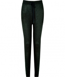 Bring high style to your casual look with these sparkling lurex harem pants from Schumacher - Drawstring waist, harem silhouette, on-seam pockets, skinny leg, bunched ankle detail - Pair with an oversized pullover and platform heels