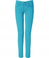 Inject a pop of color into your look with these ultra-chic skinny jeans from Seven for all Mankind - Five-pocket styling, zip fly, button closure, belt loops - Form-fitting, skinny leg - Pair with everything from modern knits and ankle boots to feminine tops and heels