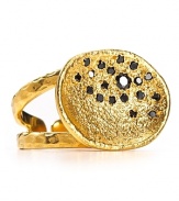 Treat yourself to a little Midas touch with Melinda Maria's golden cocktail ring. Wear this decadent pavé-embellished style solo to make a royal statement.