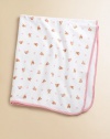 Adorable reversible blanket in ultra-soft cotton jersey.Ribbed and over-stitched trim28 x 32CottonMachine washImported