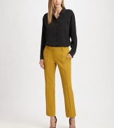 Restore your work wardrobe with these pleated jersey pants, defined by four-pocket styling and a medium rise. Button closureZip flyBack besom pocketsRise, about 8½Inseam, about 27PolyamideDry cleanImportedModel shown is 5'9 (175cm) wearing US size 4.OUR FIT MODEL RECOMMENDS ordering true size. 