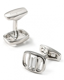 Salvatore Ferragamo White Vara Crystal Cufflinks