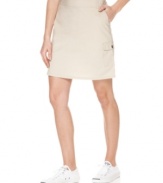 A flat front and attached shorts create a petite silhouette that flatters your shape while letting you stay active, from Dockers. Pair it with a tucked-in tee and sneakers for a spring-forward look!