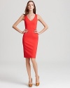 While the silhouette is simply styled, this Elie Tahari double-knit dress is designed for maximum impact in a ravishing shade of red. Accessorize it how you like for the office, for parties--the options are limitless.