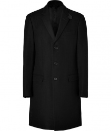 Sleek and streamlined, Michael Kors leather detailed coat is a modern-classic, tailored to multi-season sophistication - Notched lapel, long sleeves, buttoned cuffs, buttoned leather throat latch and elbow patches, front flap pockets, button-down front, back vent - Contemporary straight fit - Wear with casual pullovers and jeans, or over dress shirts and tailored trousers