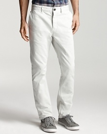 Burberry offers crisp, clean style with these denim style chinos--easily dressed up or down.