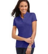 A polo top in vibrant colors is a warm-weather essential, from Charter Club. Ruffled trim at the placket and collar add feminine flair, too!