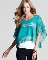 Free People Top - Lace Inset Crop Poncho