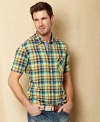 Button up your casual look with this preppy plaid shirt from Nautica.