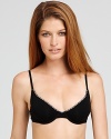 A basic cotton underwire bra with logo stamped trim along cups and straps.