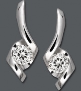 Aesthetically appealing. Sirena's artistic drop earrings feature a chic, 80s-inspired cut accented by sparkling, round-cut diamonds (1/4 ct. t.w.). Set in 14k white gold. Approximate drop: 1/2 inch.