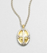 A classic style with vintage appeal featuring a sterling silver cross crest accented with radiant hammered 24k gold on a link chain. Sterling silver24k goldLength, about 17.7Pendant size, about.75Lobster clasp closureImported 