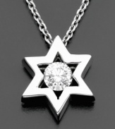 A timeless expression of faith. Effy Collection's Star of David pendant features a round-cut diamond (1/5 ct. t.w.) set in 14k white gold. Approximate length: 18 inches. Approximate drop: 1/4 inches.