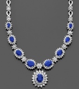 For the woman who deserves the best. This royalty-inspired necklace by Effy Collection features oval-cut sapphires (4-3/8 ct. t.w.) and round-cut diamonds (2-1/3 ct. t.w.) set in 14k white gold. Approximate length: 16 inches. Approximate drop: 1 inch.