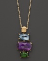 Topaz and amethyst form a dazzling pendant on this 18K yellow gold necklace from Marco Bicego.