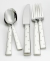 Clean lines and etched polka-dots lend whimsical charm to Larabee Dot 5-piece place settings from kate spade new york.