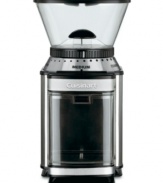 From fresh beans to ready-to-brew in the blink of an eye. This Cuisinart coffee grinder provides extracts amazing flavor from your favorite beans, letting you select 18 different grinds -- from ultra-fine to extra-coarse -- to customize your coffee drinking experience. 18-month limited warranty. Model DBM-8.