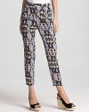 Give your style an exotic lift with these tribal-print Tibi pants, cropped for cool and designed in a skinny silhouette to flaunt your slim figure. Take the look to great lengths and team it with towering wedges; as for your top, keep it simple with a tee.