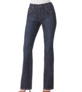 Add some glimmer to your blues with Levi's boot cut petite jeans, featuring studded pockets.