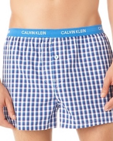 Classic check and a modern slim fit give this Calvin Klein boxer everyday versatility under a variety of clothing.