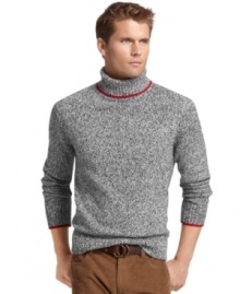 Mix it up. Subtle color-collaboration in this marled-yarn Izod sweater makes it the perfect versatile addition to your closet.