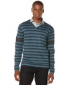 Stripes are always in style, get toasty and stay trendy with this Perry Ellis v-neck sweater.