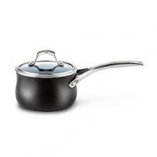 This Calphalon sauce pan with lid boasts the revolutionary Unison Slide Nonstick surface which releases foods effortlessly, making even the most demanding culinary creations simple to prepare. A heavy-gauge bottom provides even heating and prevents sauces from scorching, while the high sides and narrow opening control evaporation. Handles stay comfortably cool on the stovetop.