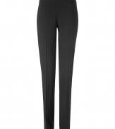 Luxurious pants in fine wool - classic color black - very comfortable, noble quality - a highlight piece, mix of elegant, modern and formal - new cut, slim, slightly pin shaped with lateral zipper - figure flattering crease - a hit and business basic to have - wear these pants at the office with a blazer and top, in the evening with a chiffon blouse and high heels