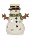 Filled with good cheer, this snowman luminary from Yankee Candle features a pure white glaze and delicate pierced stars. Sparkling Cinnamon tealights suffuse your home with the smell of Christmas.