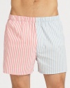 Superior soft cotton boxers in a contrasting stripe pattern with an elastic waistband for added comfort and support.Elastic waistbandCottonMachine washImported