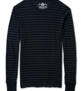 Heat up your everyday style with this warm and comfortable striped thermal shirt from American Rag.