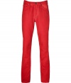 On-trend new red canvas pants from Marc by Marc Jacobs - Get the look-of-the-moment with these vibrant pants - Classic five-pocket styling in red cotton - Wear with a long sleeve t-shirt, leather jacket, and boots