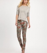 Shimmery floral print adds a touch of contemporary edge to these alarmingly fitted skinnies. THE FITHigh rise, about 8Inseam, about 30THE DETAILSZip flyFive-pocket style44% rayon/29% cotton/25% cupro/2% polyurethaneMachine washImportedModel shown is 5'9 (175cm) wearing US size 4.