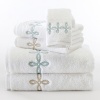 Beautiful embroidery on Matouk's most popular Milagro Egyptian Cotton zero-twist towels.