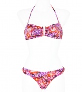 Take the seasons graphic trend to the beach with Matthew Williamson Escapes printed bandeau bikini, an eye-catching choice characteristic to the brands ultra chic aesthetic - Bandeau top with self-tie halter, back clasp, metal hardware detail at the center - Bikini bottoms with twisted sides - Team with bright sandals and oversized beach totes