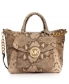 Show some skin with this python-embossed leather satchel from MICHAEL Michael Kors that lends an exotic look to any outfit. Signature 18K gold hardware and chain-link detailing adorn the outside, while the pocket-lined interior stashes your essentials with ease.