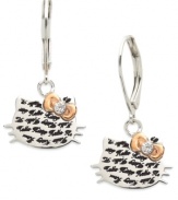 The name says it all. Hello Kitty's engraved drop earrings are set in sterling silver with the ever-present bow adding a touch that's both whimsical and stylish. Approximate drop: 1 inch.