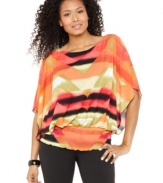 A soft drape and plenty of bold color make this Style&co. top stand out! Pair it with classic black pants or jeans for sophisticated anytime look.