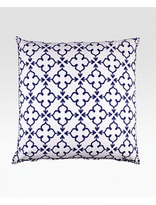 EXCLUSIVELY AT SAKS.COM. A pretty, hand-printed quatrefoil pattern in rich indigo on soft percale cotton.300 thread count percale cottonHand-stitched edgingConcealed zip closureImported 