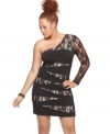 Lace up your look with Ruby Rox's one-shoulder plus size dress, flaunting a racy bandage design.