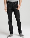 Nudie Thin Finn Slim Fit Coated Jeans in Dry Black