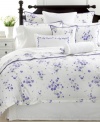 Graceful garden style abounds in Martha Stewart Collection's Trousseau Violets standard sham, featuring purple blooms and tonal detail on a bed of pure cotton. With purple piping.