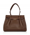 Classic with a twist, this signature Salvatore Ferragamo bag boasts luxe details and elegant design - Shopper style, front flap with logo lock closure, short top handles, contrast stitching - Great for everyday use or for casual cocktails