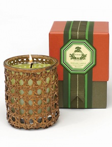 An exhilarating fragrance filled with Lime & Orange Blossoms, and surrounded by the beauty of Night-Blooming Sampaguita, Honeysuckle, and Jasmine. Amber Woods, Smoky Patchouli and Oak Moss. Agraria's 7 oz. Perfume Candles are presented in a sophisticated triple hexagon woven cane holder that has been richly antiqued to compliment the finest décor.